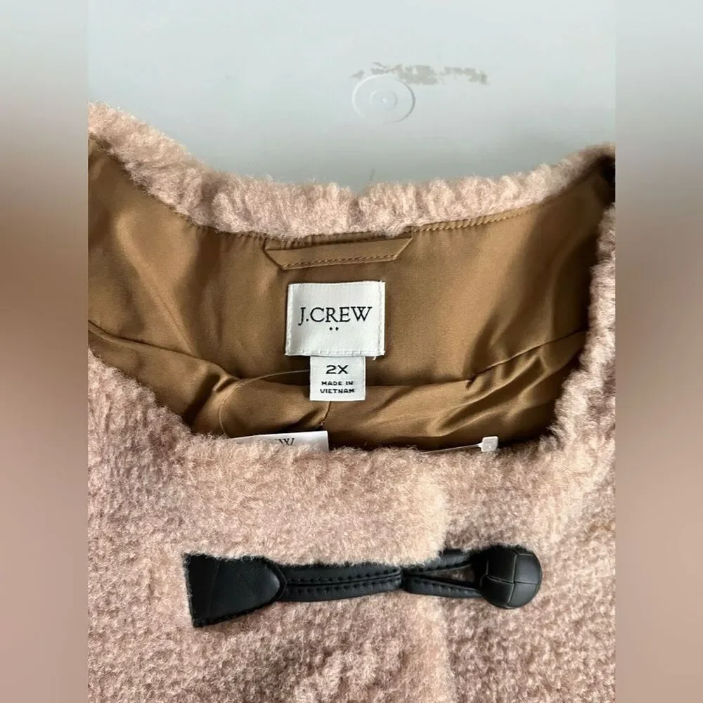 J Crew Women's Faux Sherpa Jacket Teddy Fleece Toggle Winter Coat Size 3X $268